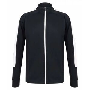 Finden & Hales Mens Contrast Panel Knitted Tracksuit Top / Navy/White